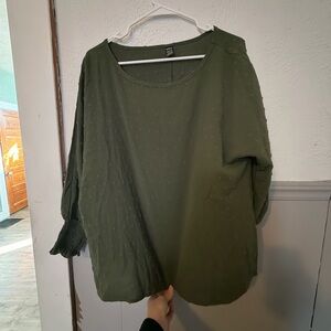 SHEIN Dark Green Textured Blouse